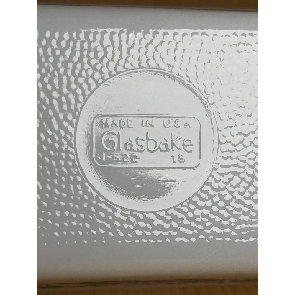 Vintage Glasbake Blue Floral Onion Milk Glass Loaf Pan J-522 Made in USA MCM